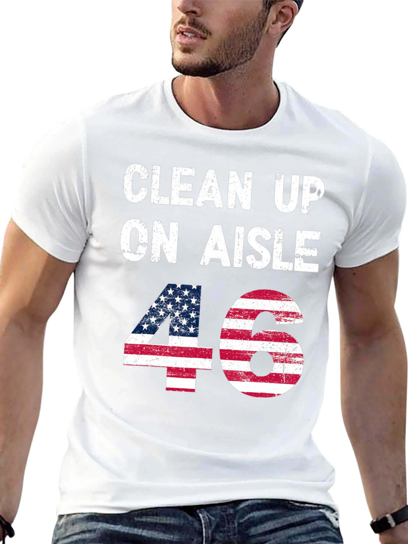 Clean Up On Aisle 46 American Flag Tee
