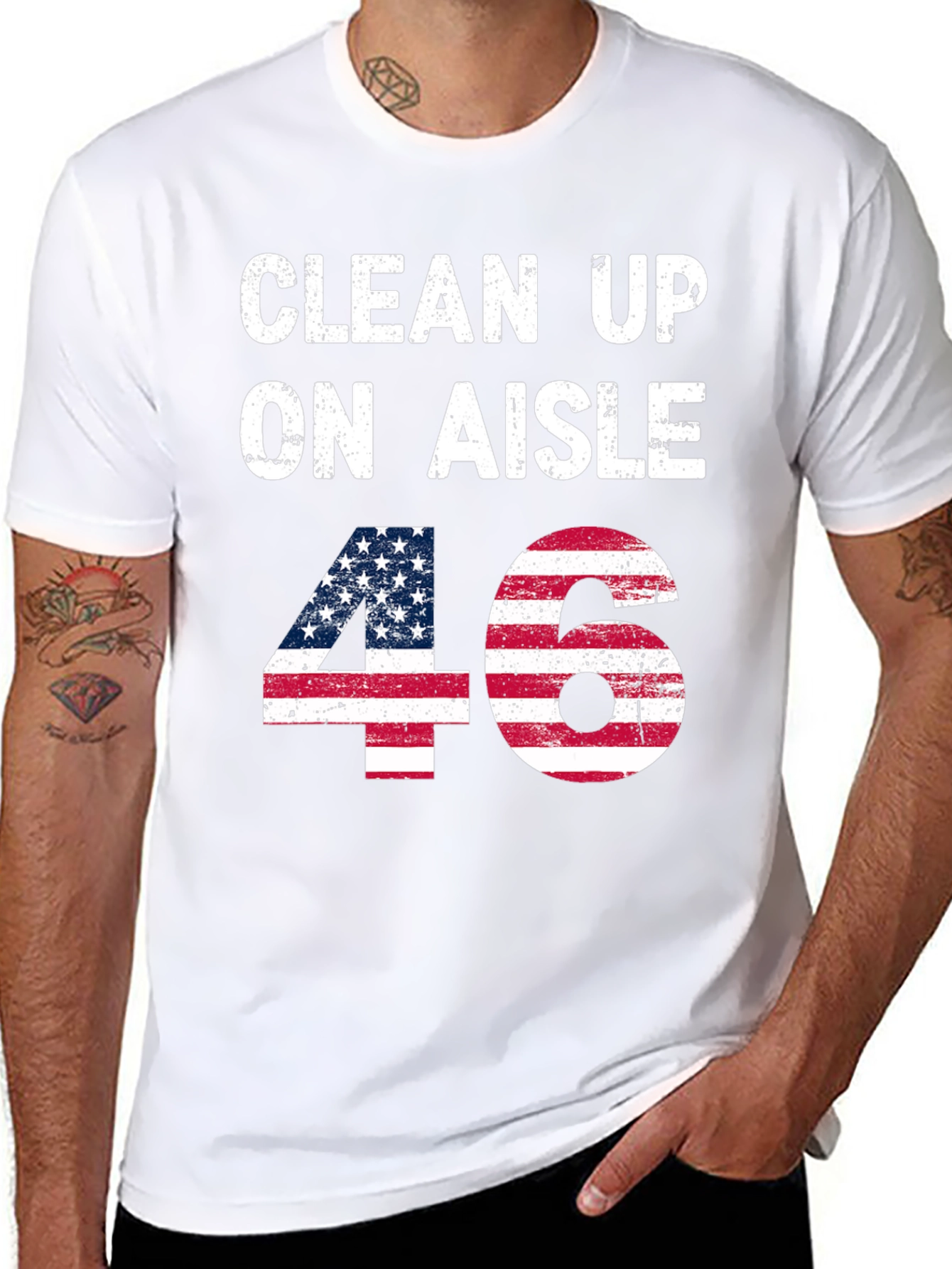 Clean Up On Aisle 46 American Flag Tee