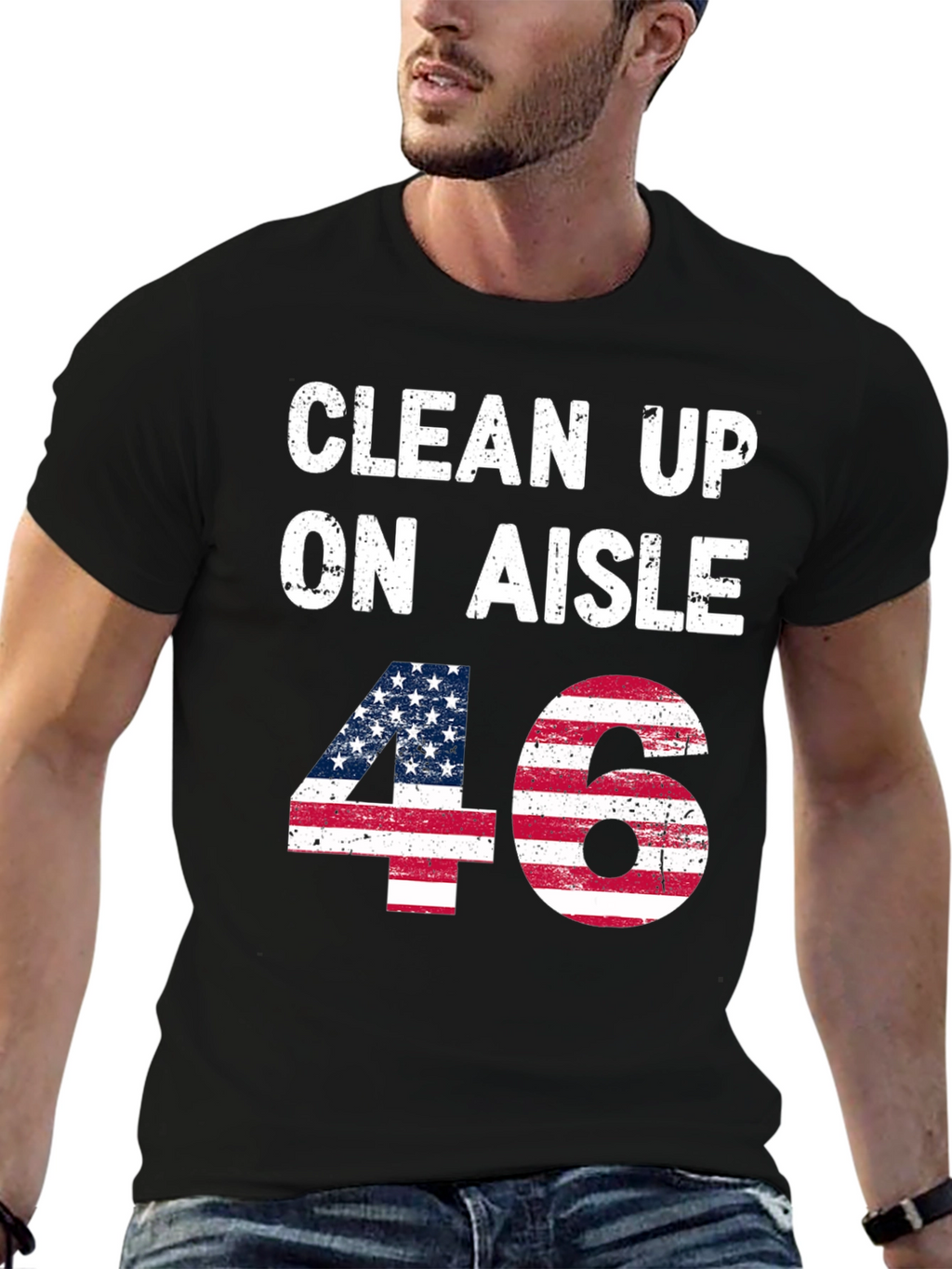 Clean Up On Aisle 46 American Flag Tee