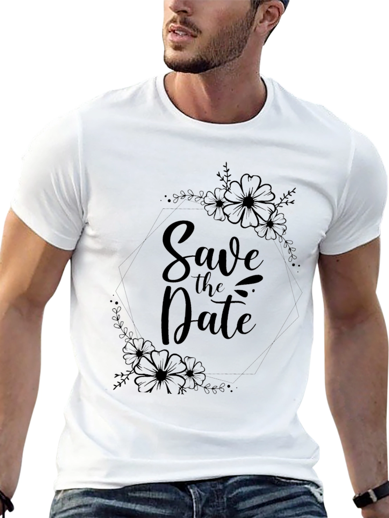 Elegant Save the Date Floral T-Shirt