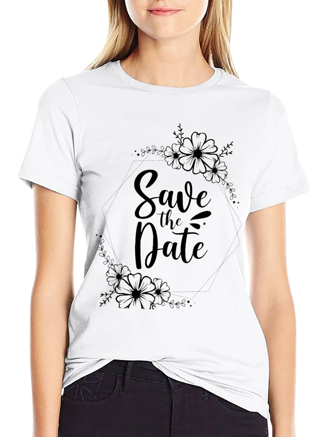 Elegant Save the Date Floral T-Shirt
