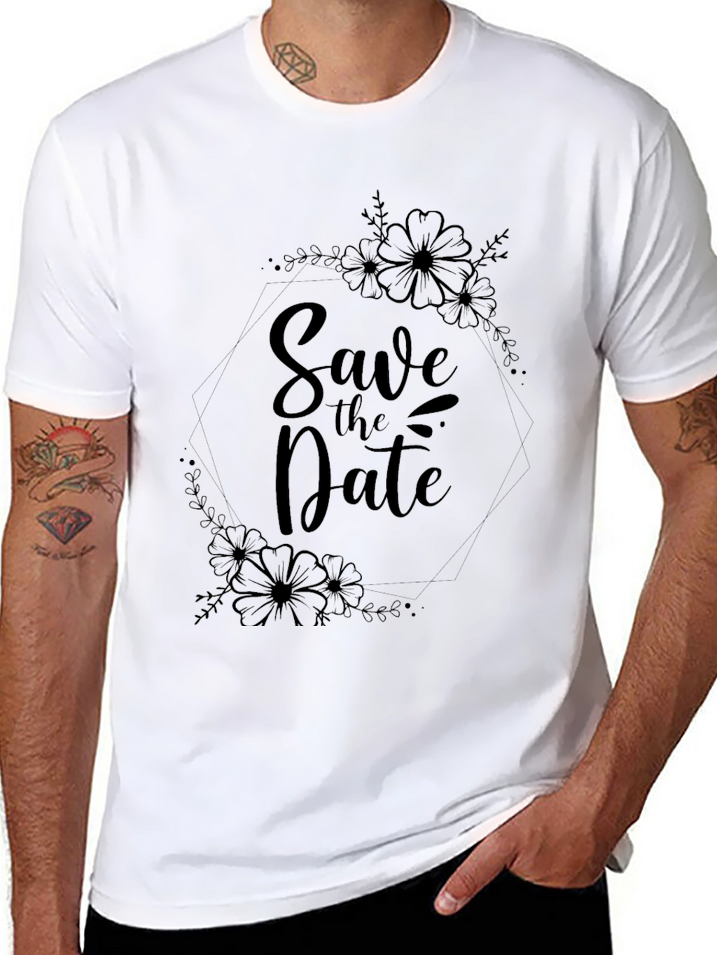 Elegant Save the Date Floral T-Shirt