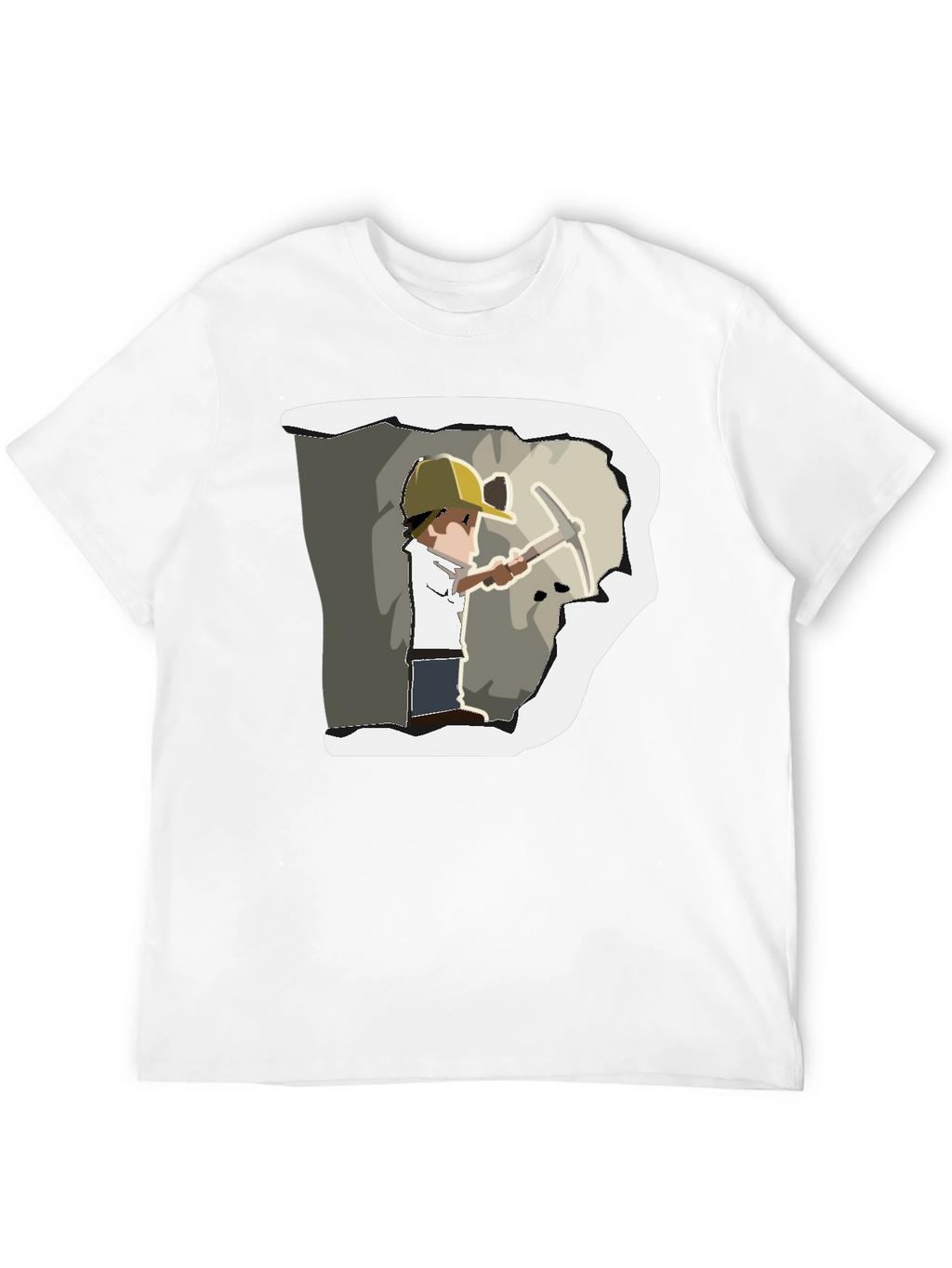 Miner Cartoon Graphic Print Black T-Shirt
