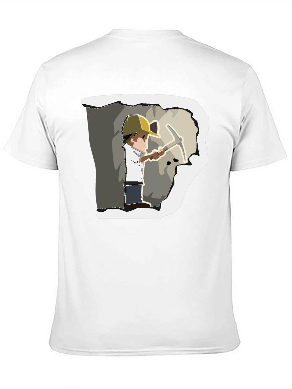 Miner Cartoon Graphic Print Black T-Shirt