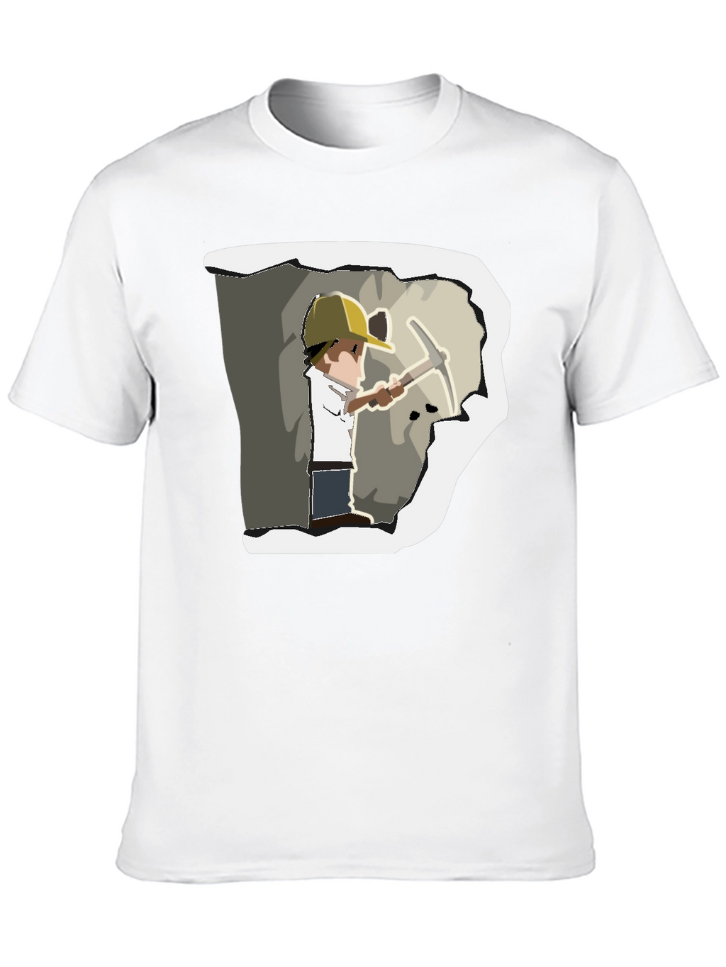 Miner Cartoon Graphic Print Black T-Shirt