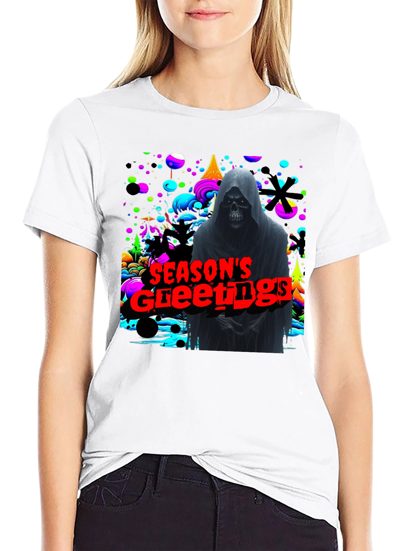 Grim Reaper Seasons Greetings Graphic T-Shirt