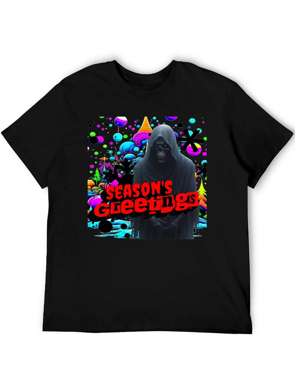 Grim Reaper Seasons Greetings Graphic T-Shirt