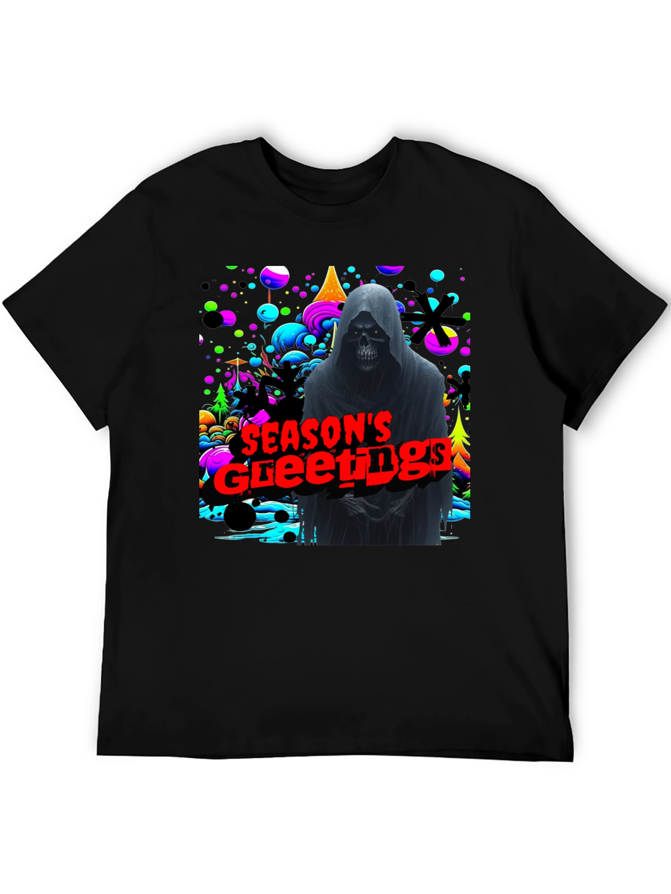 Grim Reaper Seasons Greetings Graphic T-Shirt