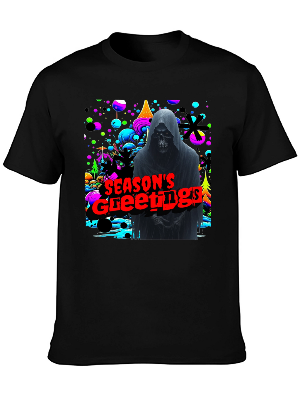 Grim Reaper Seasons Greetings Graphic T-Shirt