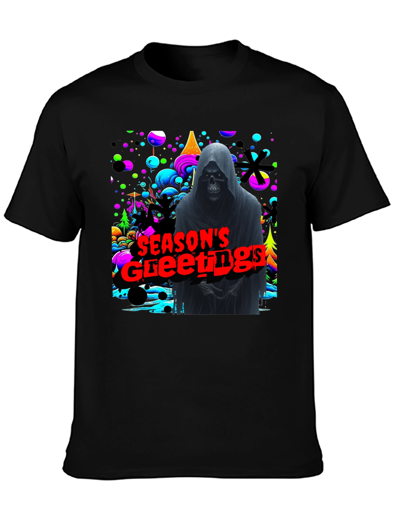 Grim Reaper Seasons Greetings Graphic T-Shirt