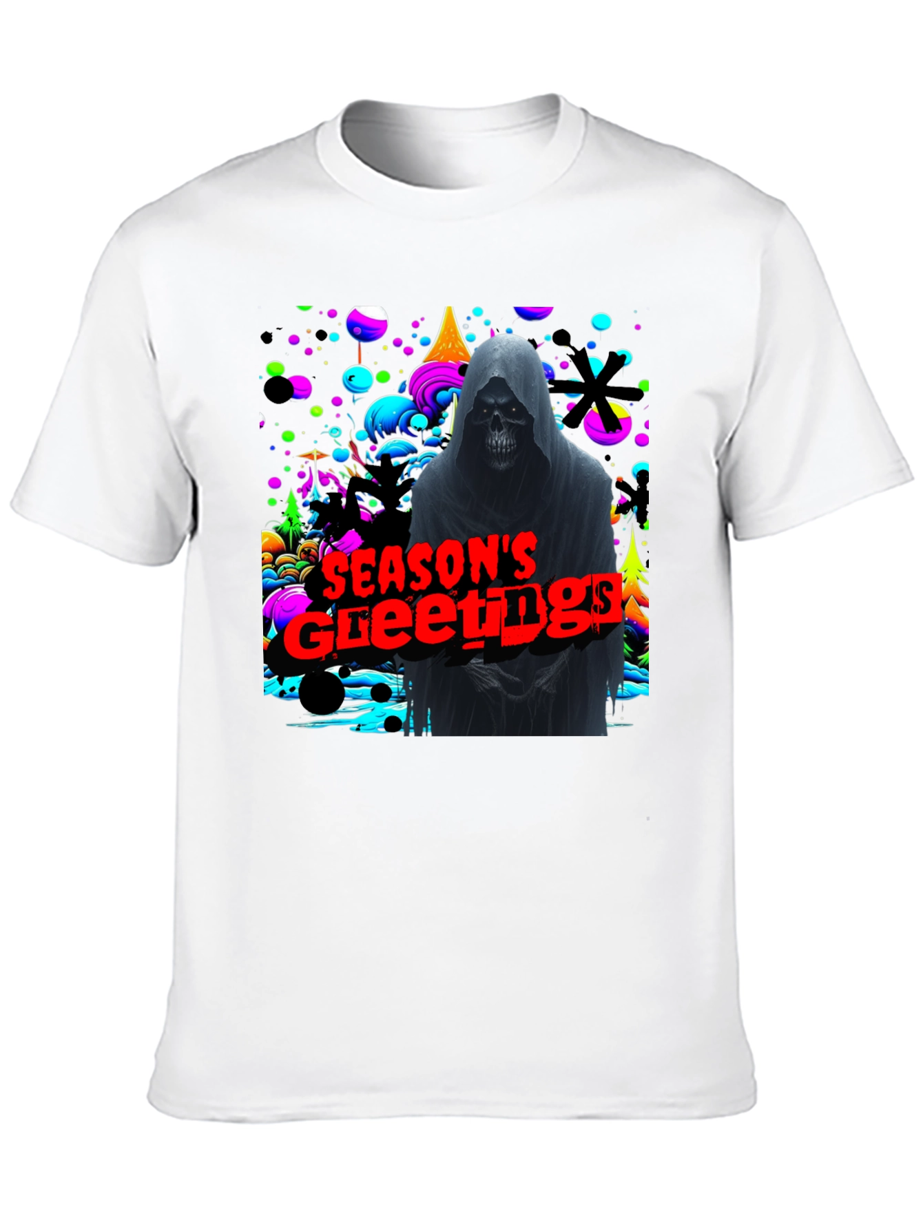 Grim Reaper Seasons Greetings Graphic T-Shirt