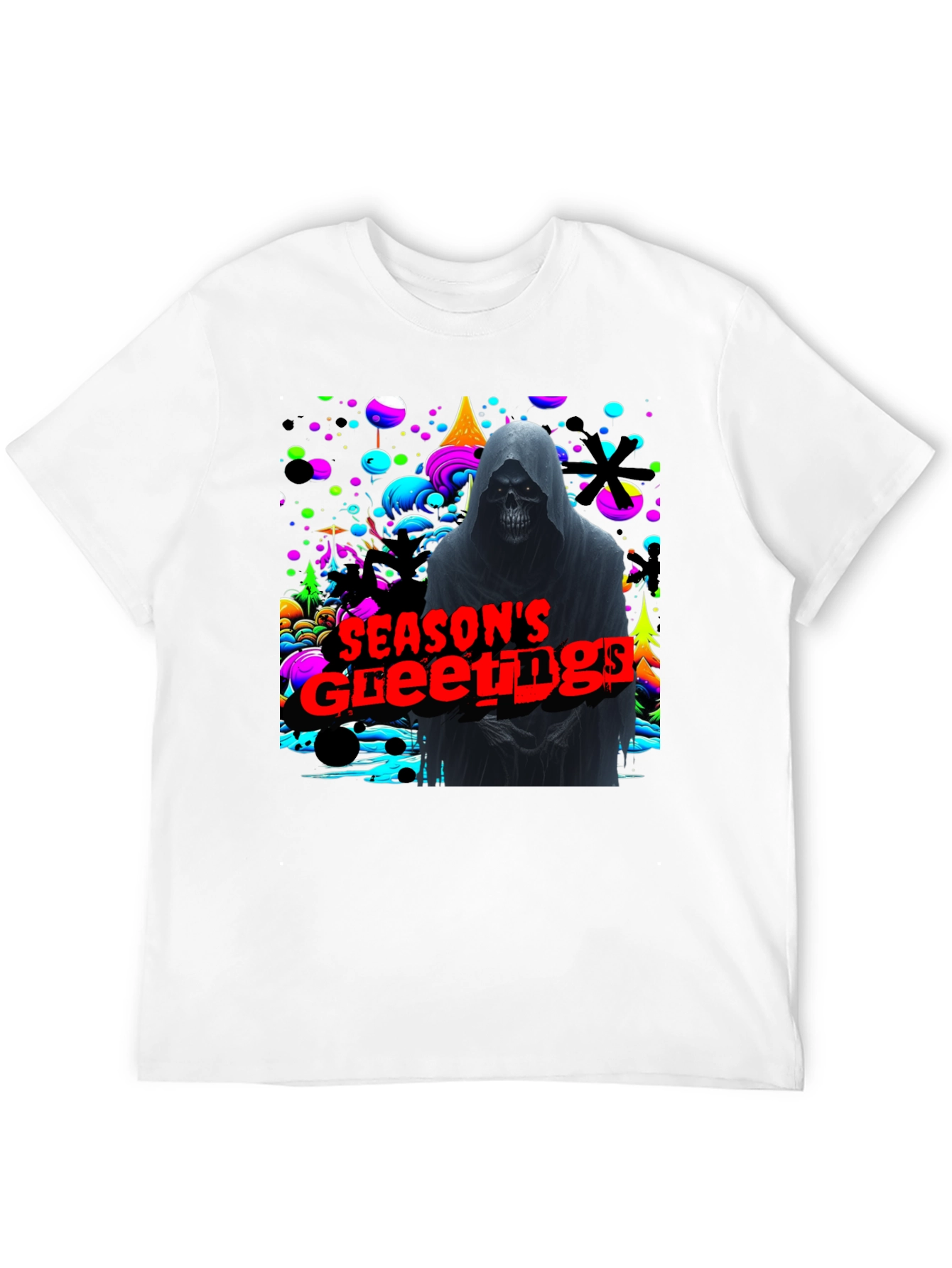 Grim Reaper Seasons Greetings Graphic T-Shirt