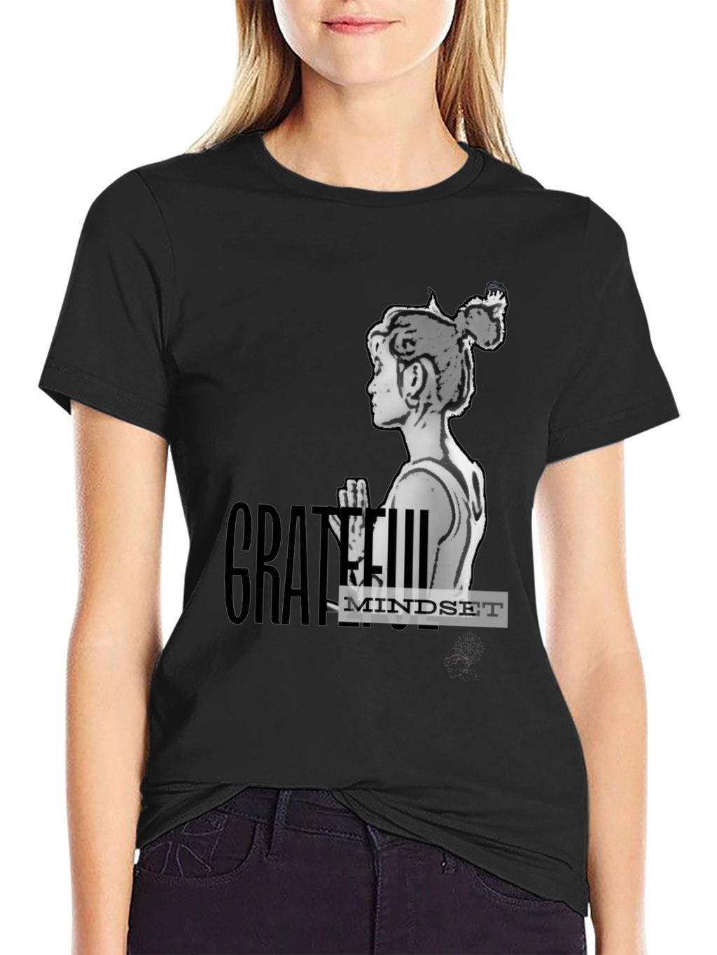 Grateful Mindset Graphic T-Shirt - Black