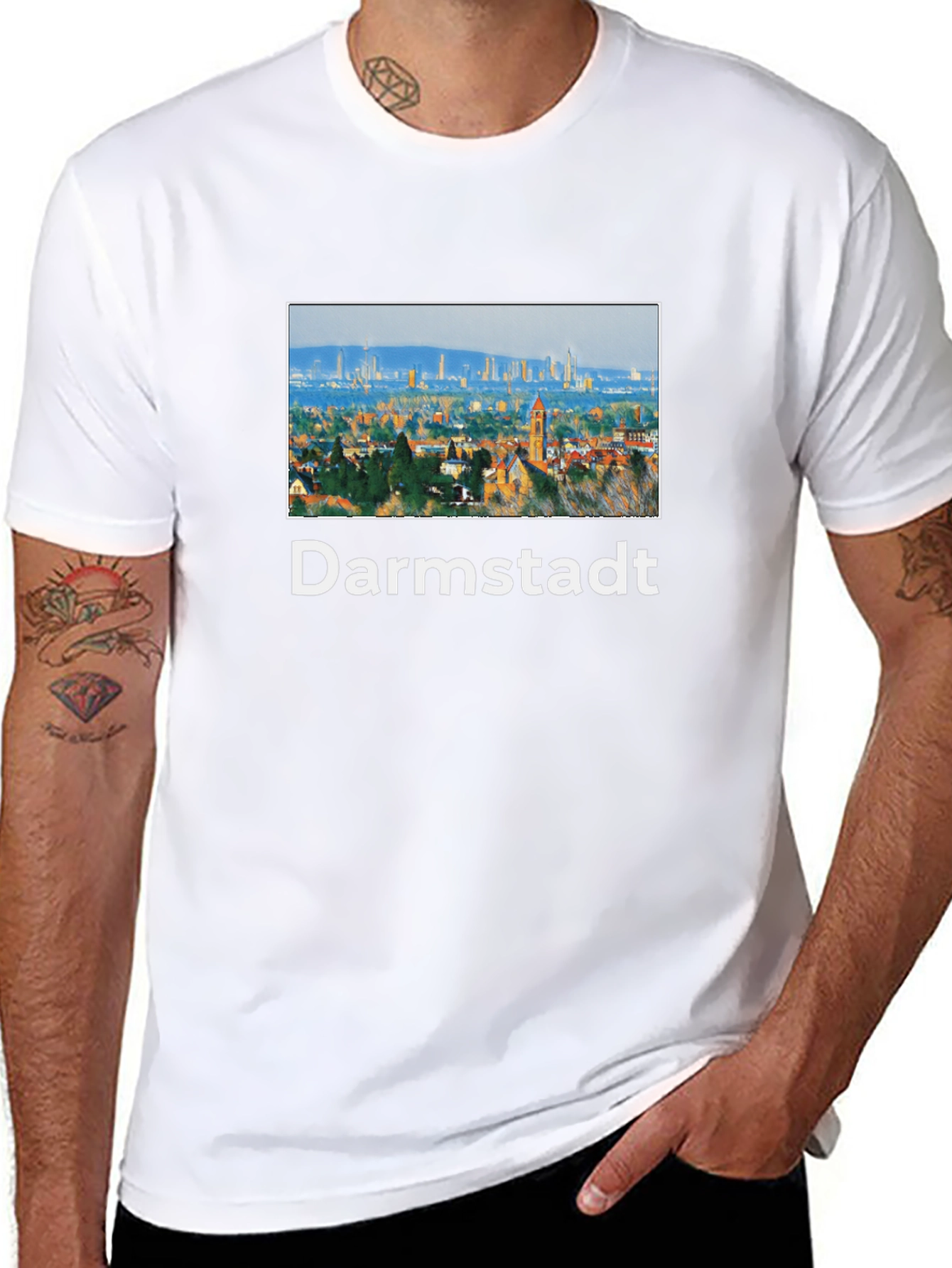 Darmstadt Skyline Black T-Shirt