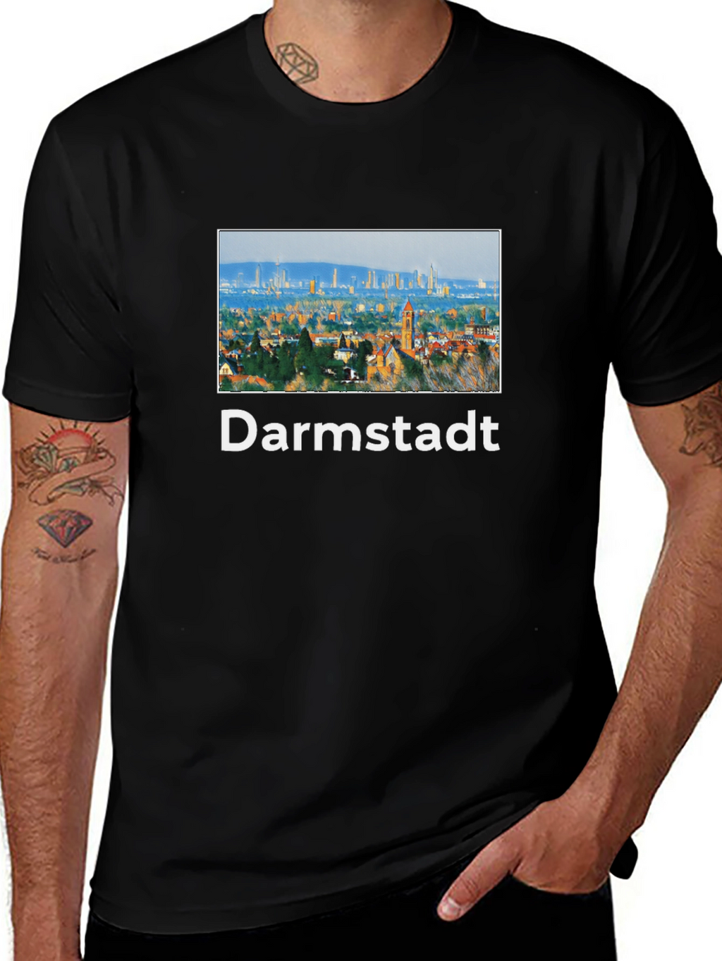 Darmstadt Skyline Black T-Shirt