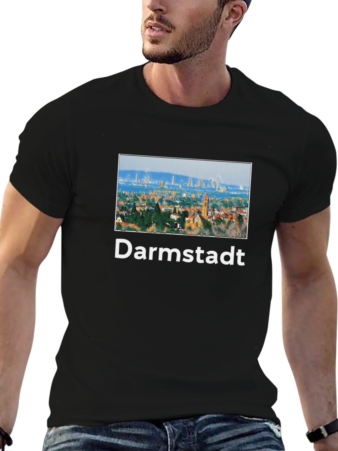 Darmstadt Skyline Black T-Shirt