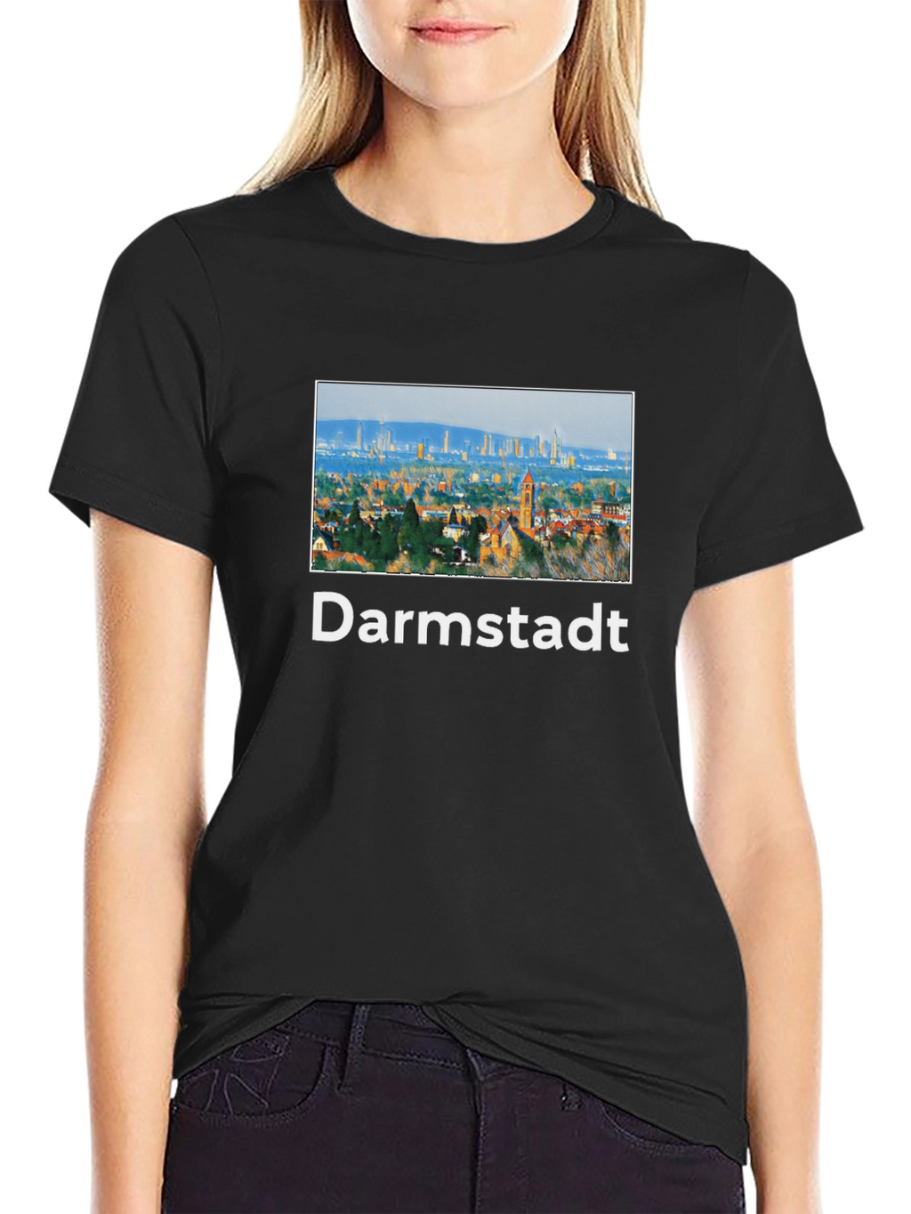 Darmstadt Skyline Black T-Shirt