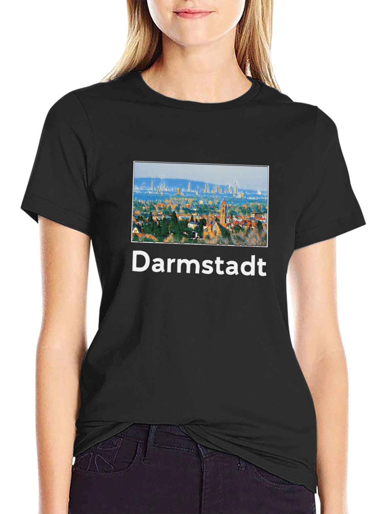 Darmstadt Skyline Black T-Shirt