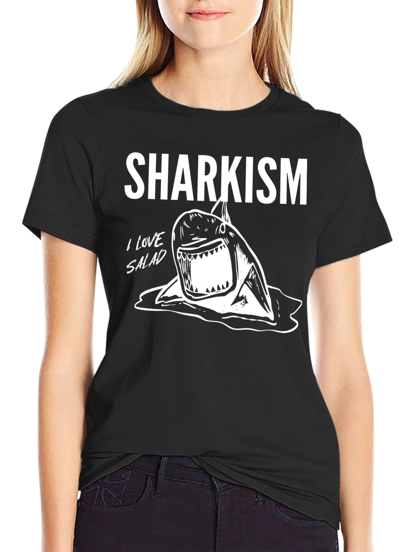 Sharkism Graphic Tee - I Love Salad Funny Shark T-Shirt