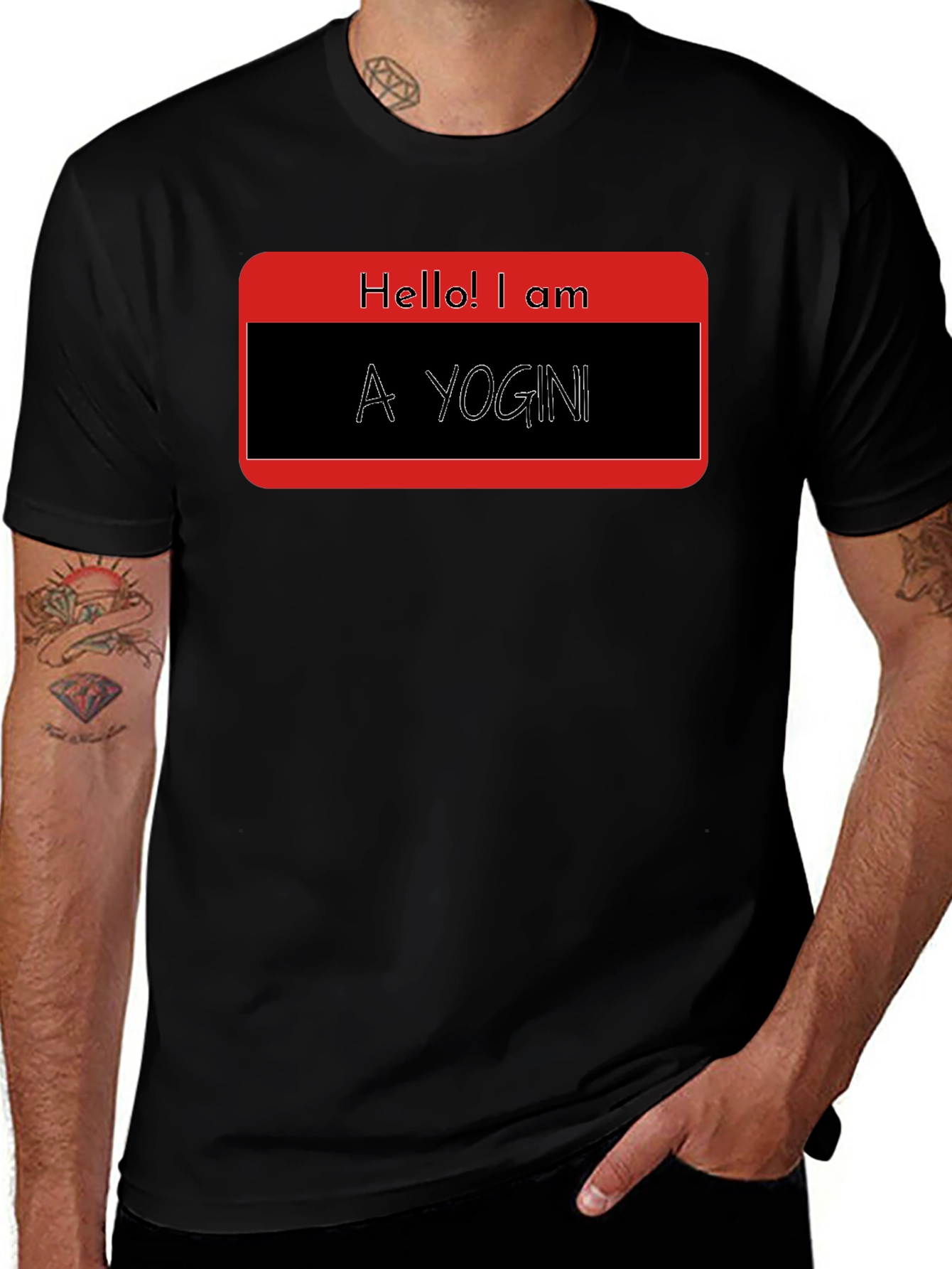 Hello! I am A Yogini - Black T-Shirt