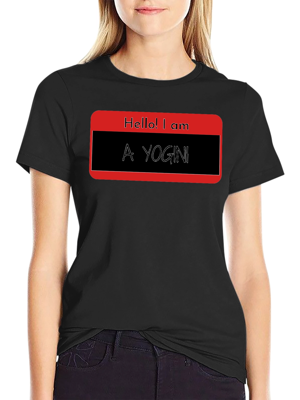 Hello! I am A Yogini - Black T-Shirt