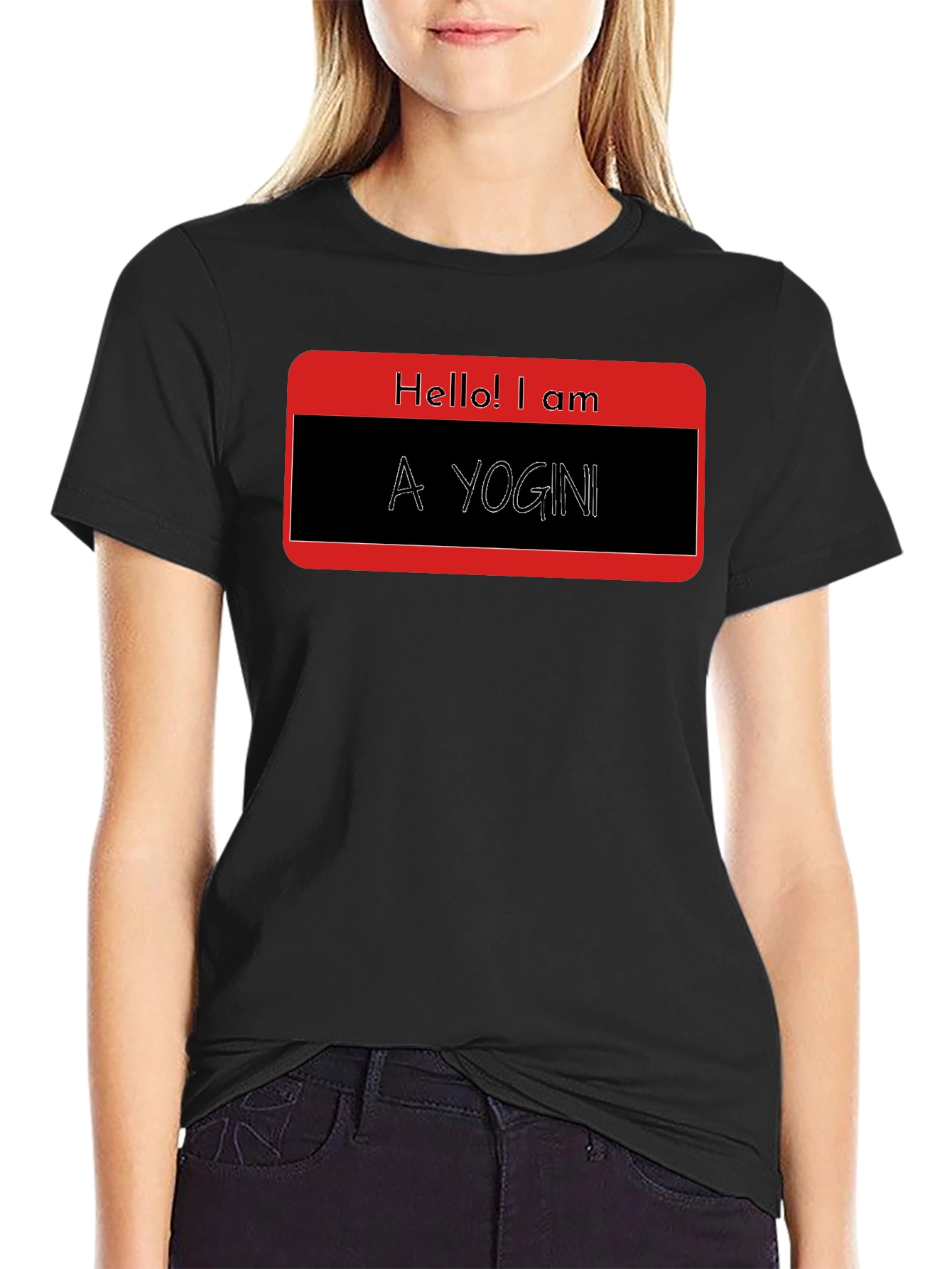 Hello! I am A Yogini - Black T-Shirt