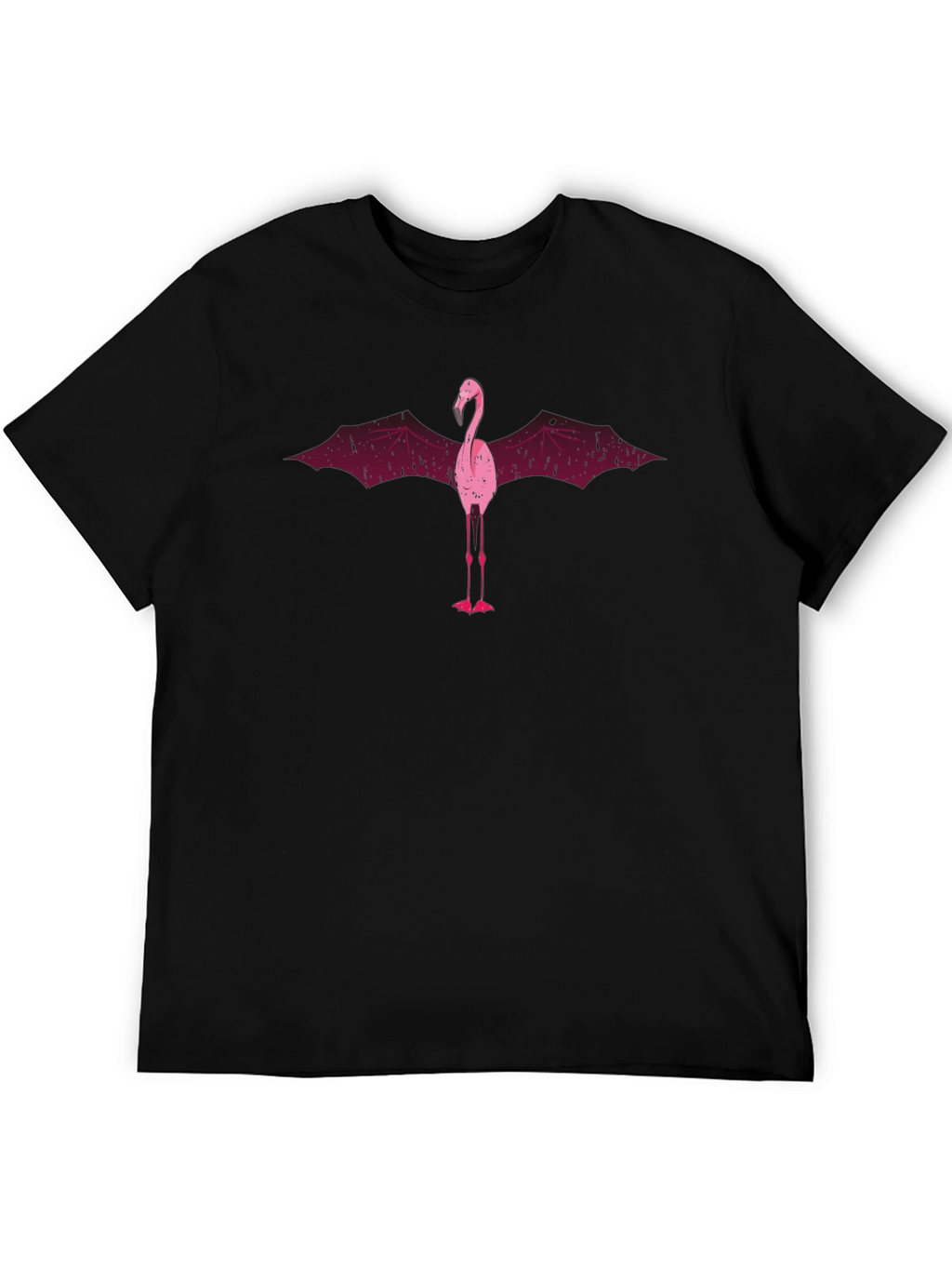 Flamingo Bat Wing Graphic T-Shirt - Mens Black Tee