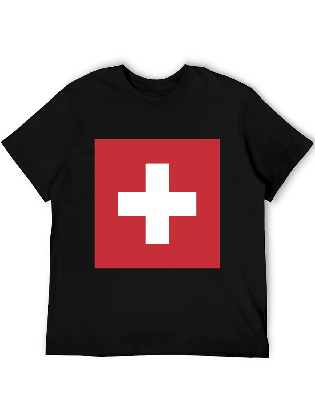 Swiss Flag Graphic T-Shirt - Black Cotton Tee