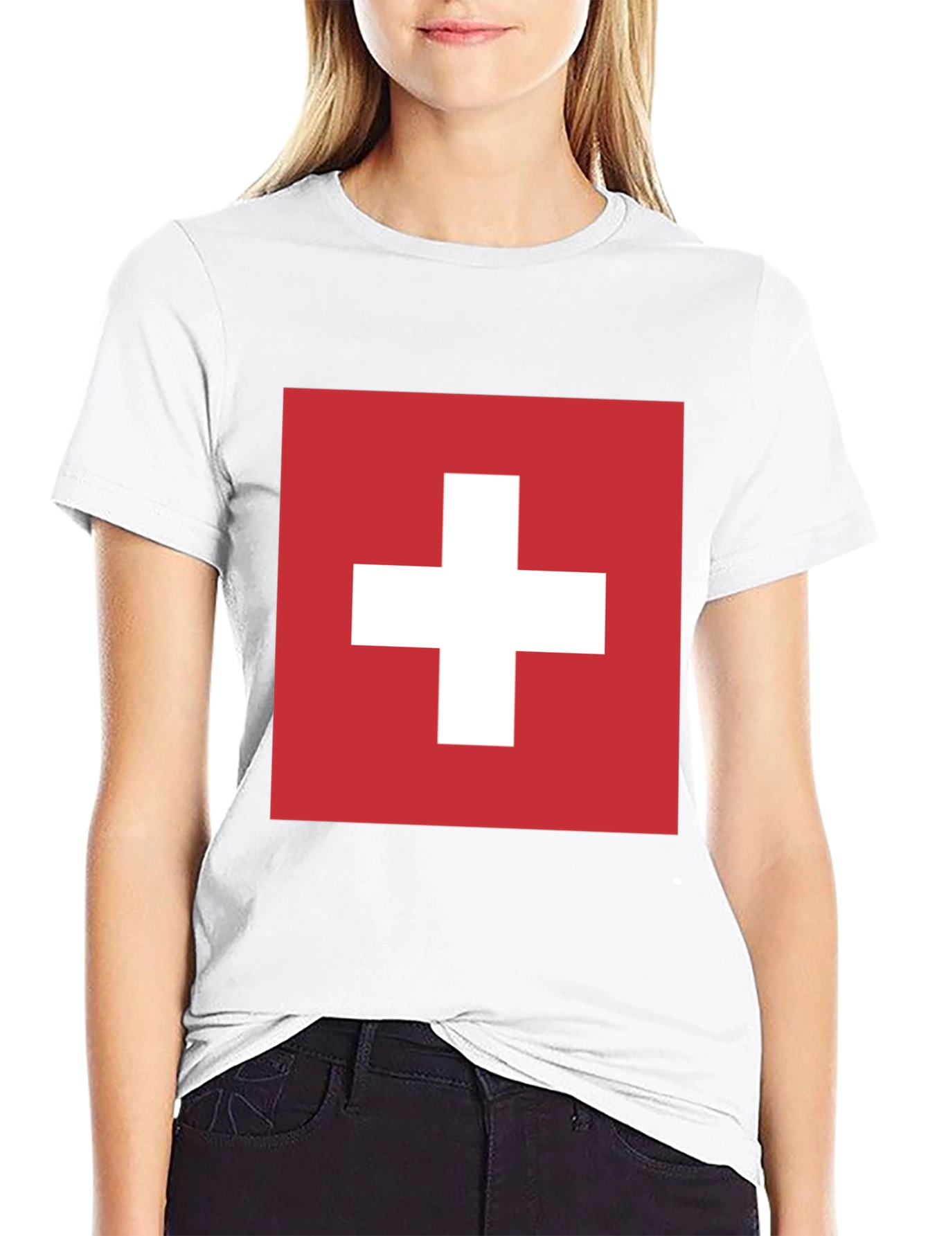 Swiss Flag Graphic T-Shirt - Black Cotton Tee