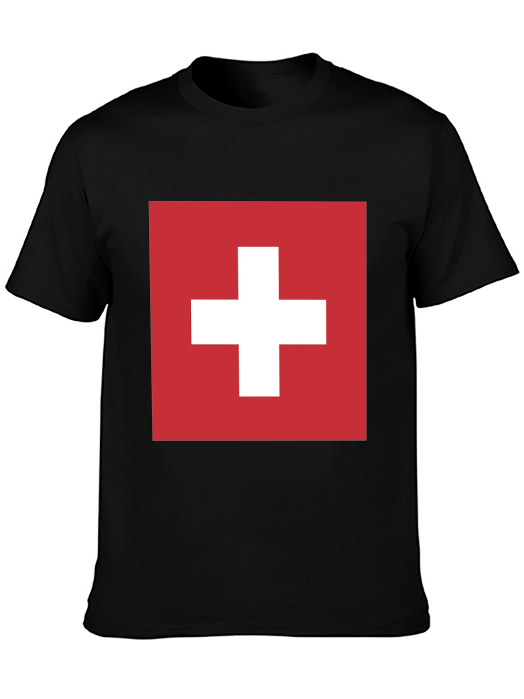 Swiss Flag Graphic T-Shirt - Black Cotton Tee