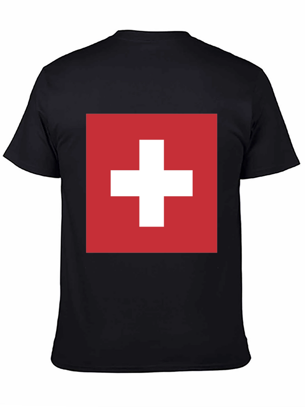 Swiss Flag Graphic T-Shirt - Black Cotton Tee