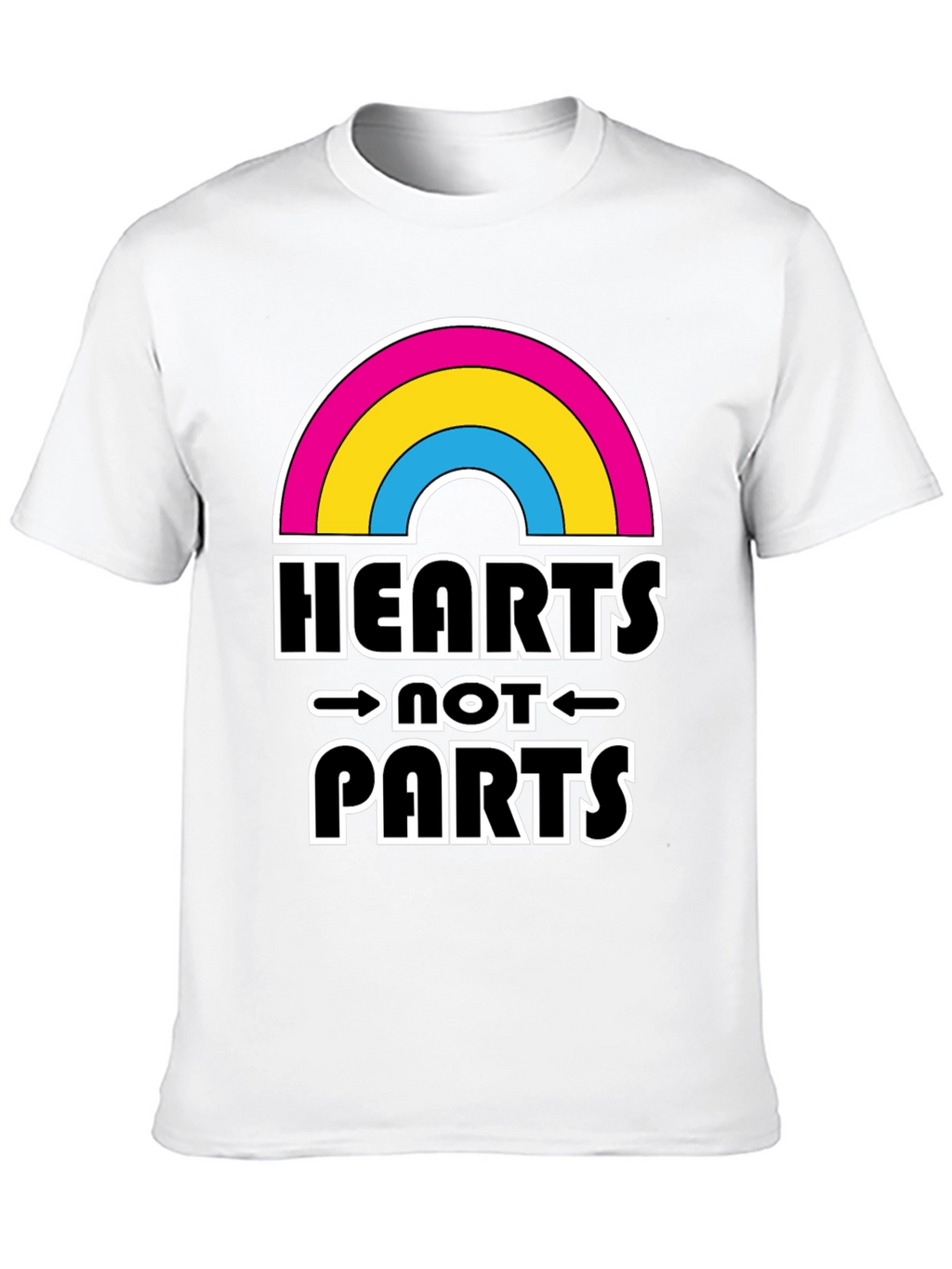 Hearts Not Parts Pansexual Pride Rainbow T-Shirt