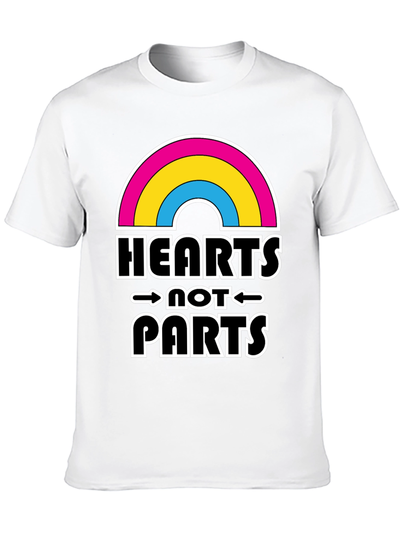 Hearts Not Parts Pansexual Pride Rainbow T-Shirt