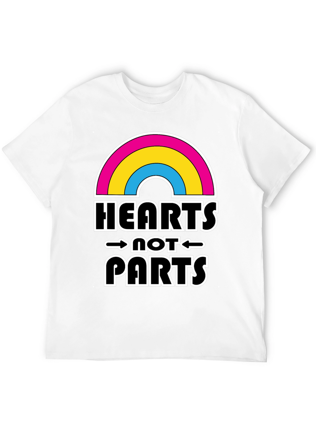 Hearts Not Parts Pansexual Pride Rainbow T-Shirt