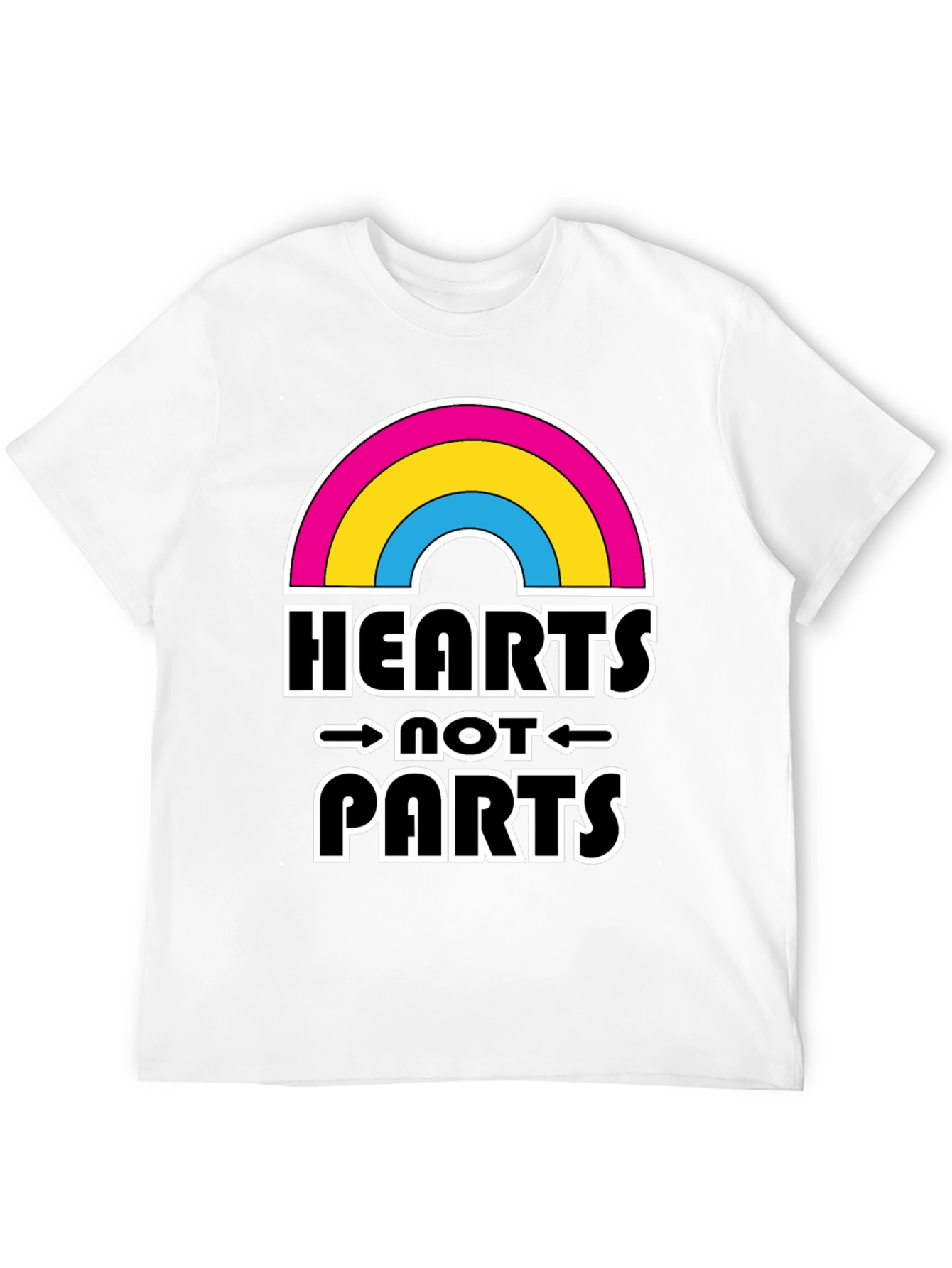 Hearts Not Parts Pansexual Pride Rainbow T-Shirt