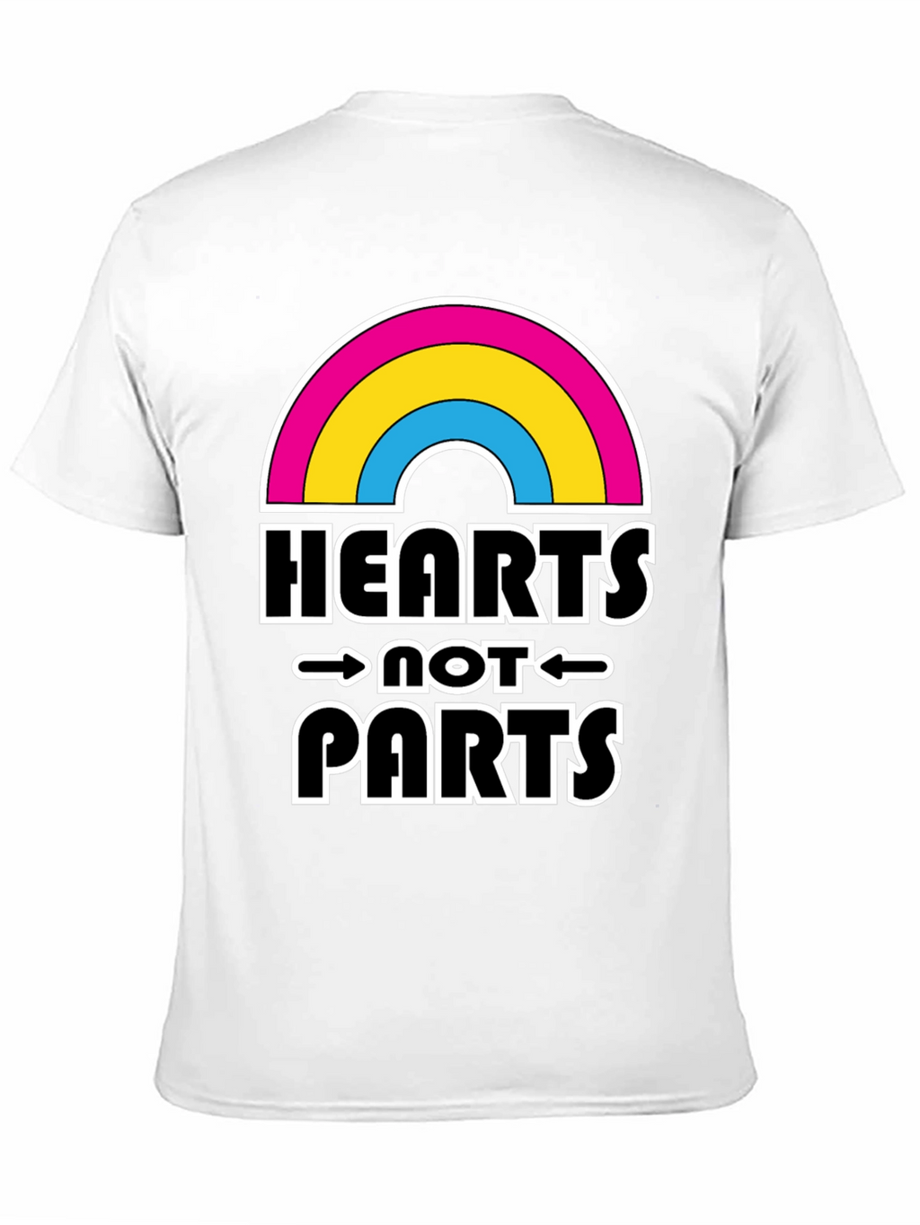 Hearts Not Parts Pansexual Pride Rainbow T-Shirt