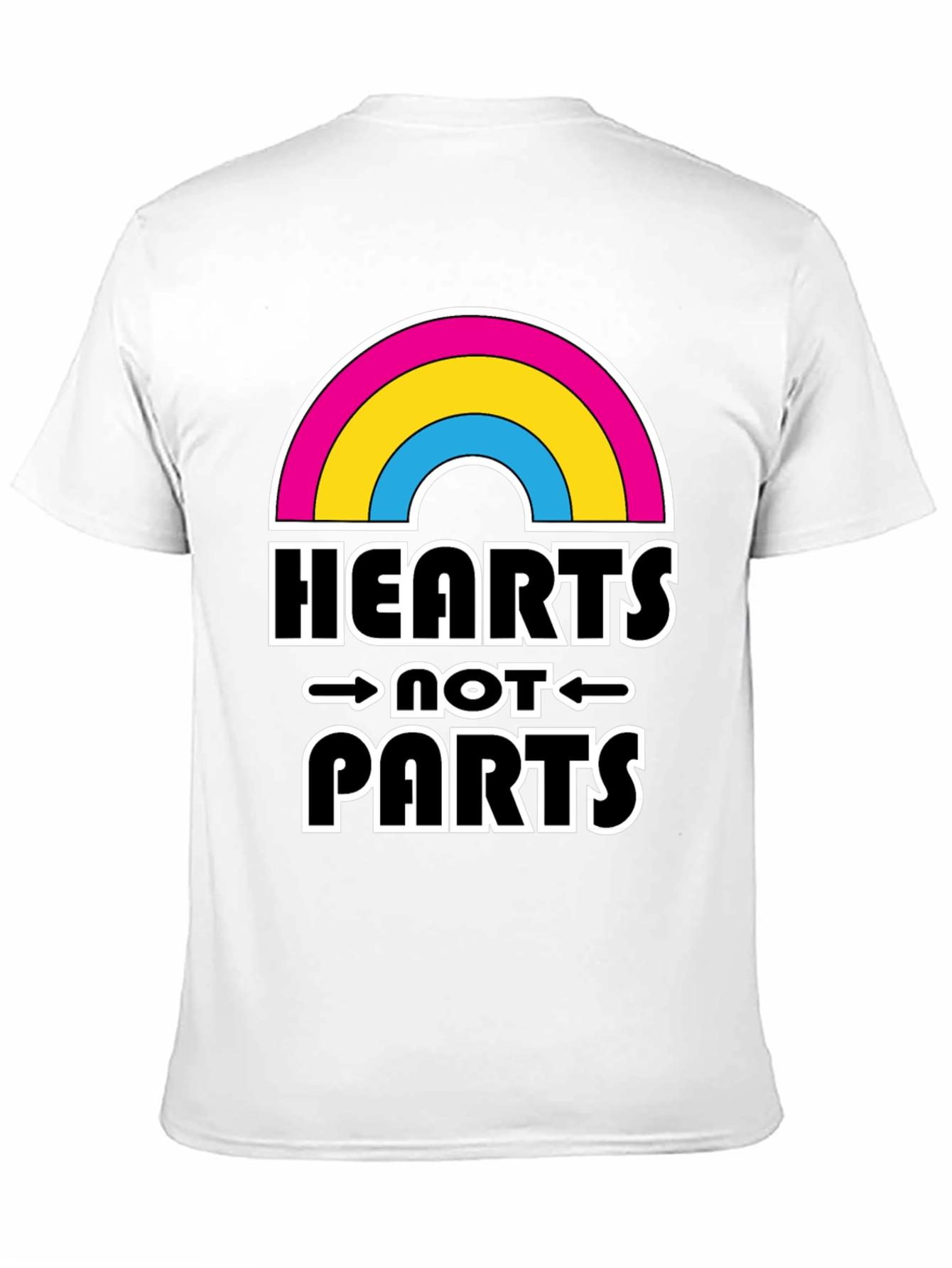 Hearts Not Parts Pansexual Pride Rainbow T-Shirt