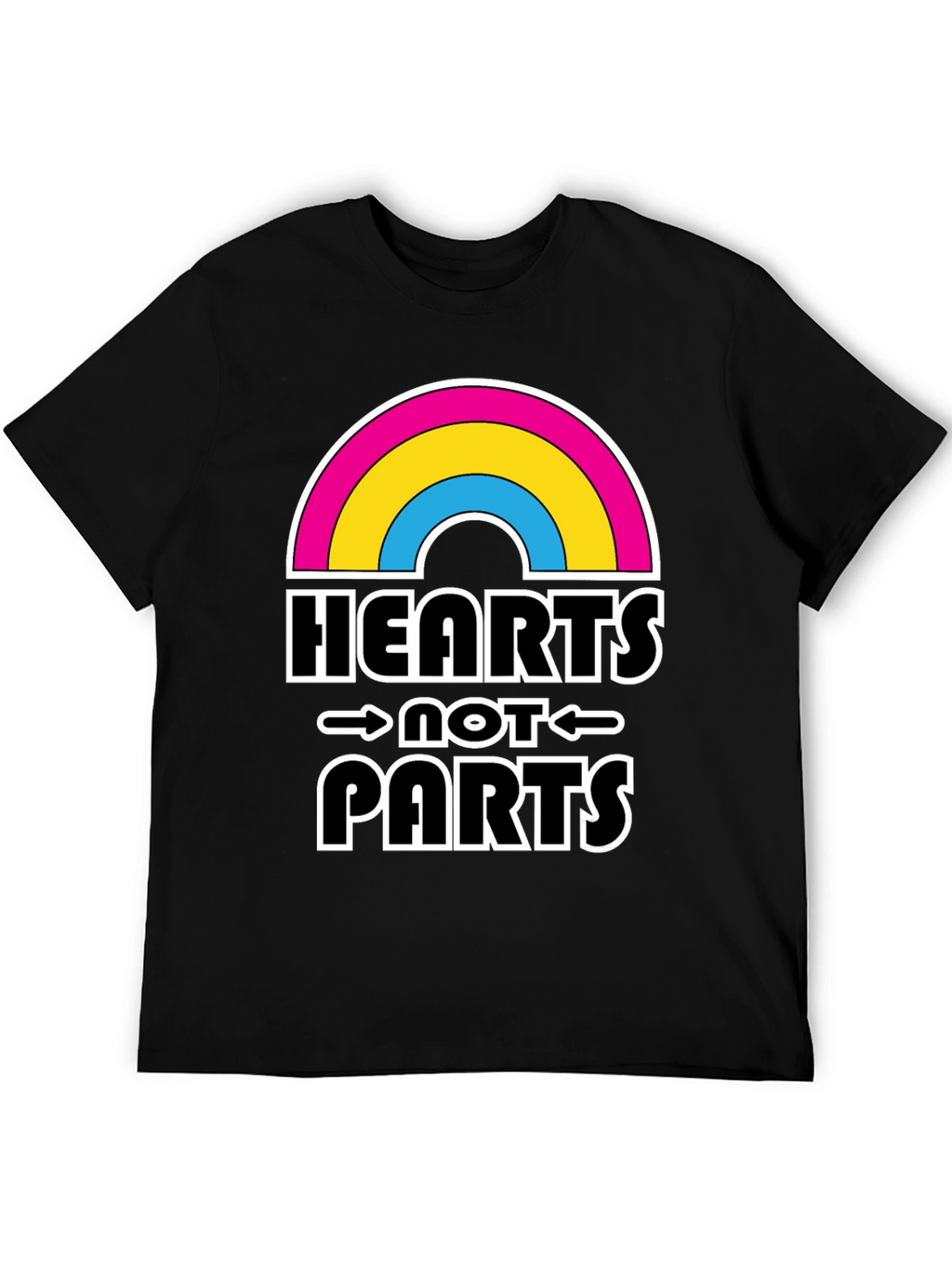 Hearts Not Parts Pansexual Pride Rainbow T-Shirt