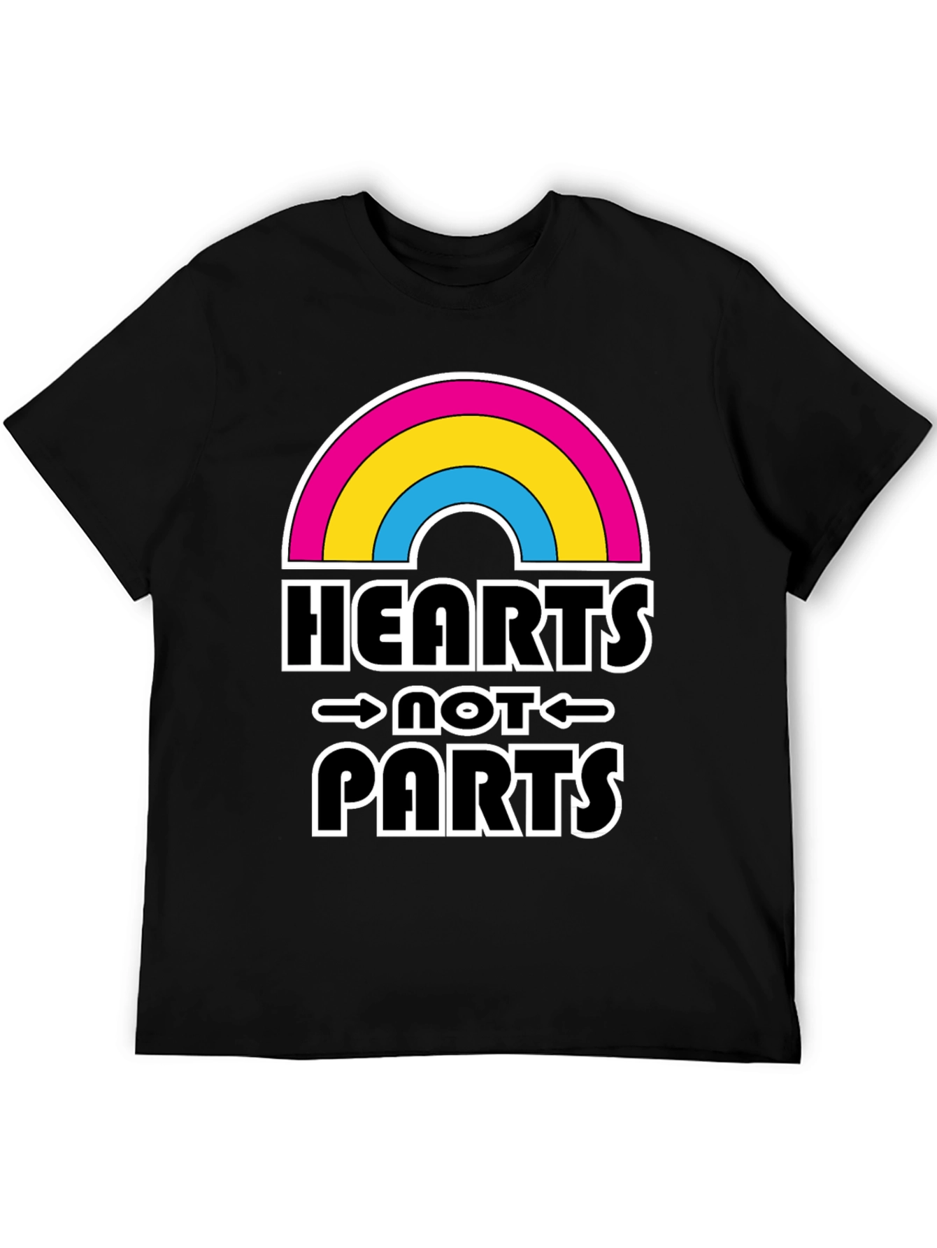 Hearts Not Parts Pansexual Pride Rainbow T-Shirt
