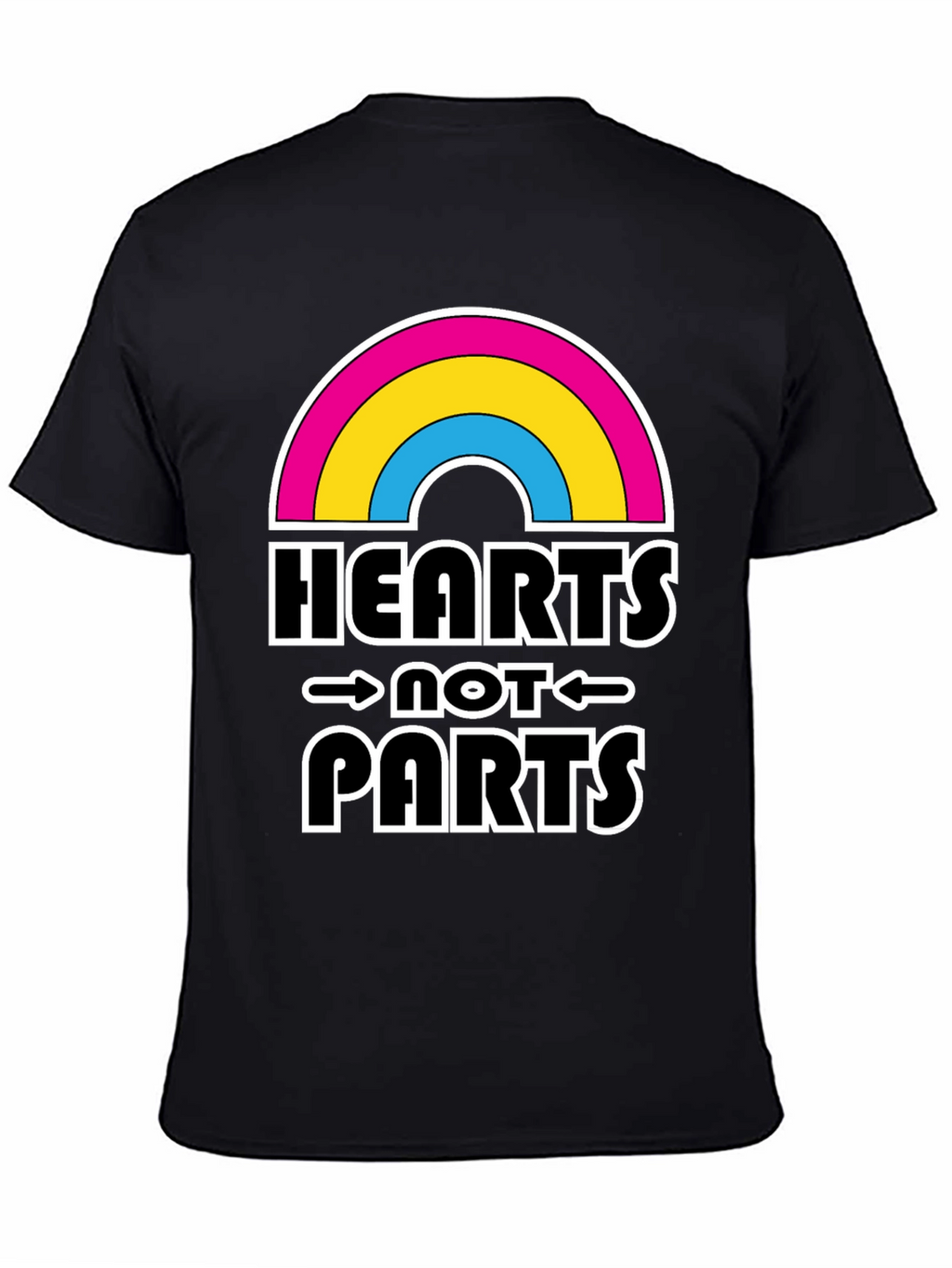 Hearts Not Parts Pansexual Pride Rainbow T-Shirt