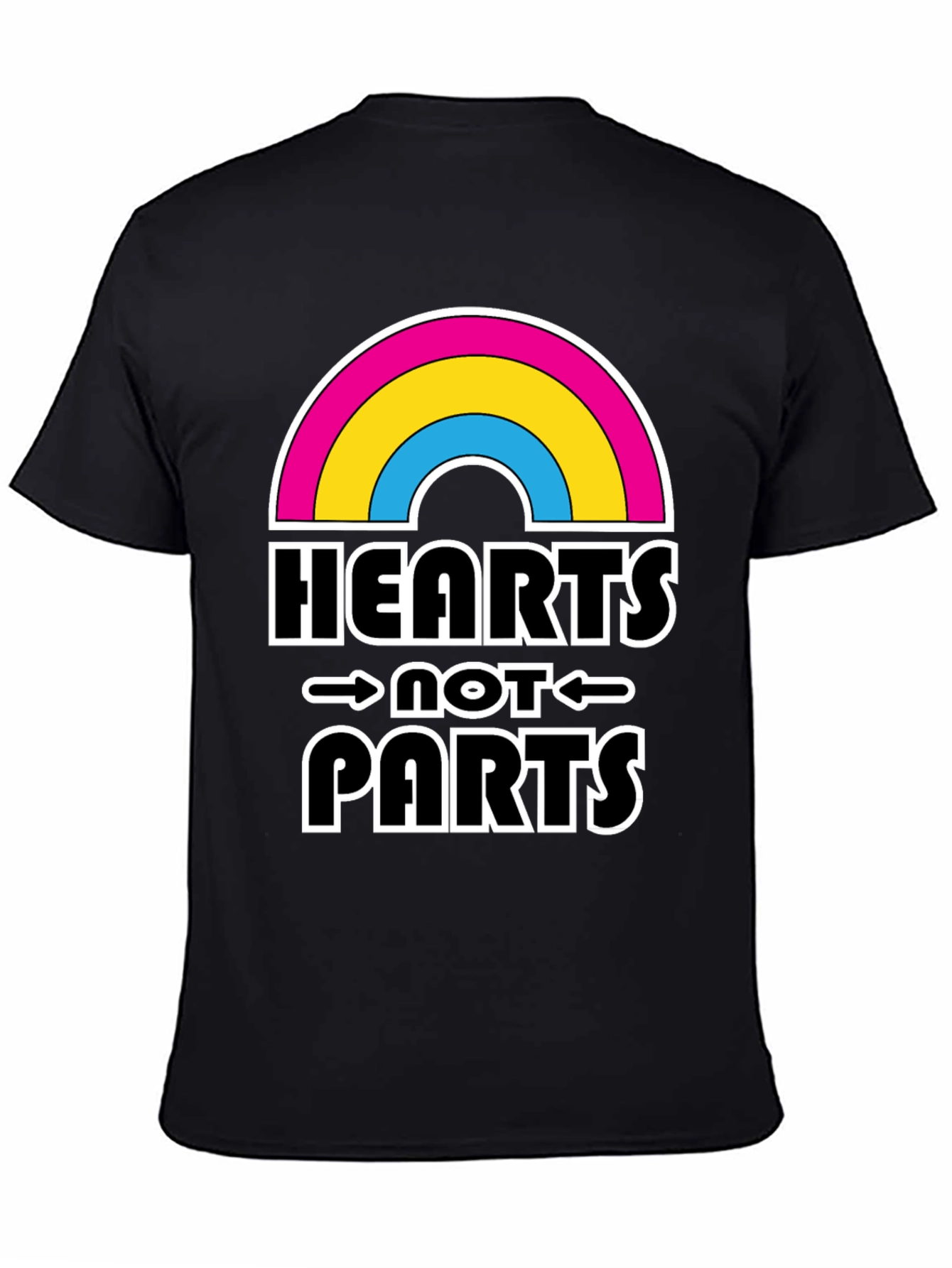 Hearts Not Parts Pansexual Pride Rainbow T-Shirt