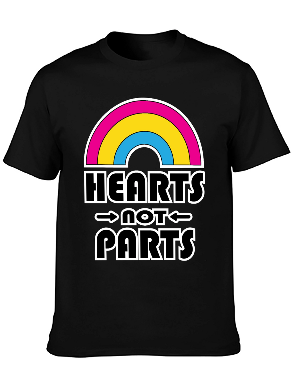 Hearts Not Parts Pansexual Pride Rainbow T-Shirt