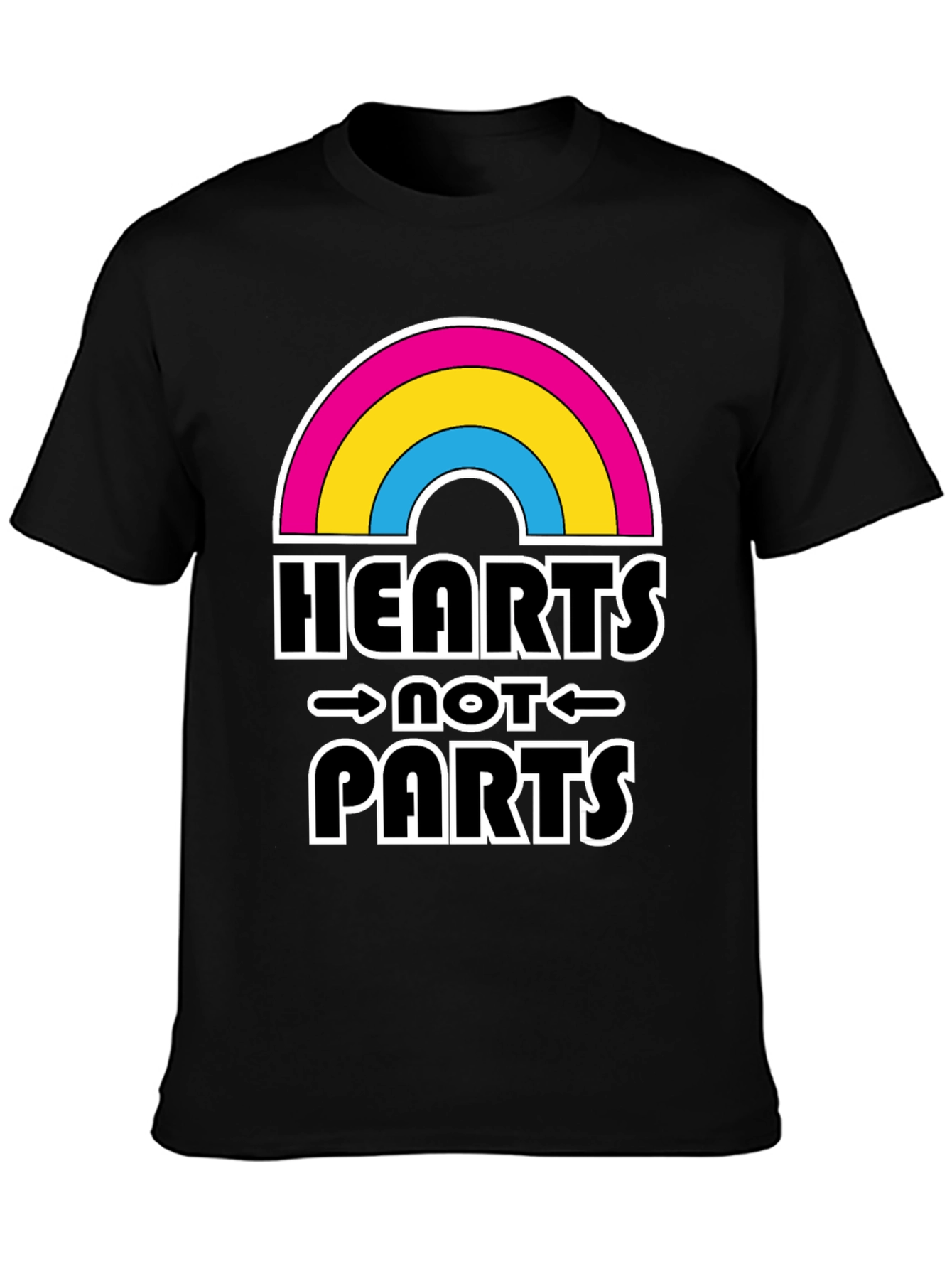 Hearts Not Parts Pansexual Pride Rainbow T-Shirt