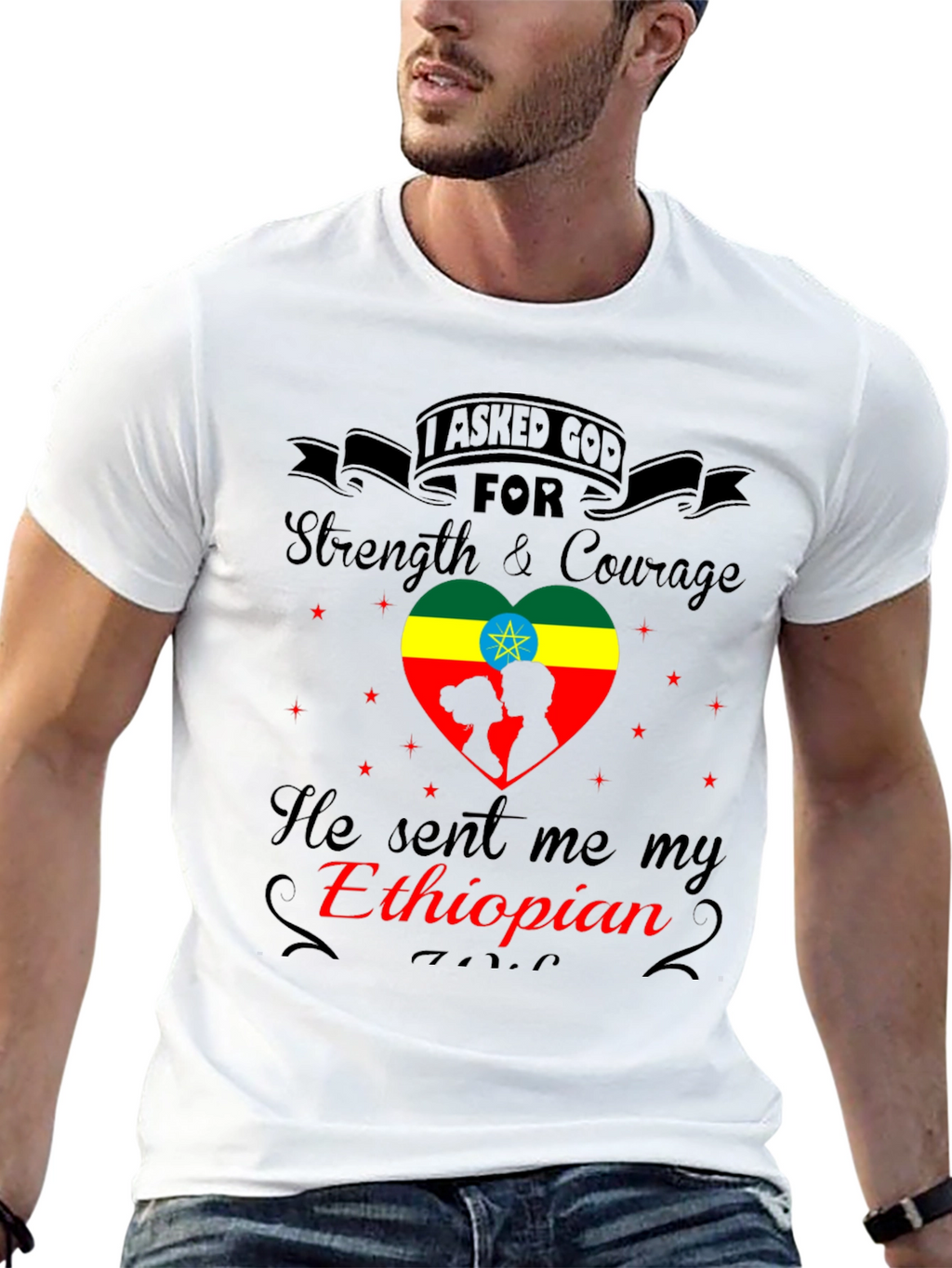 Ethiopian Love T-Shirt - Strength & Courage Design