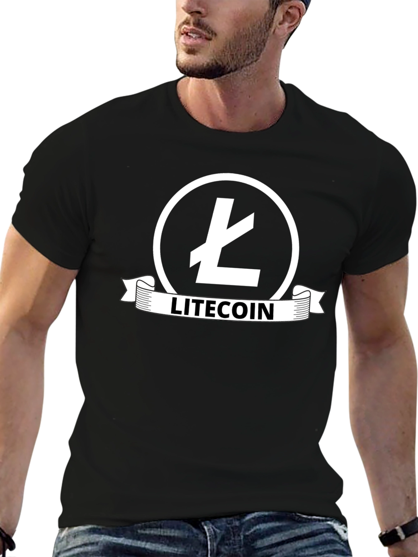 Litecoin Logo Black T-Shirt - Crypto Fan Apparel