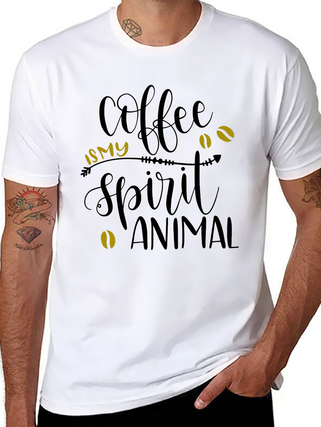 Coffee Is My Spirit Animal Black T-Shirt