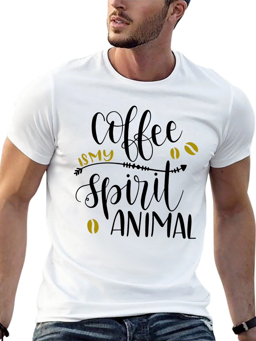 Coffee Is My Spirit Animal Black T-Shirt