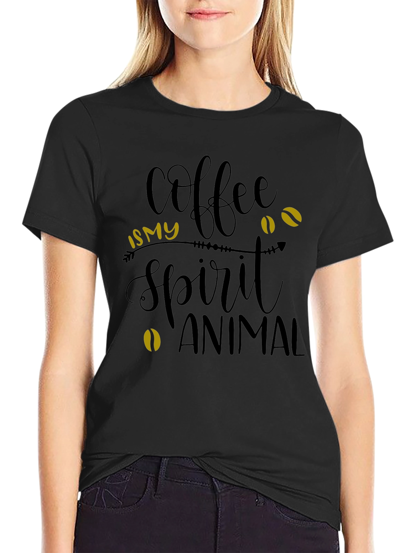 Coffee Is My Spirit Animal Black T-Shirt