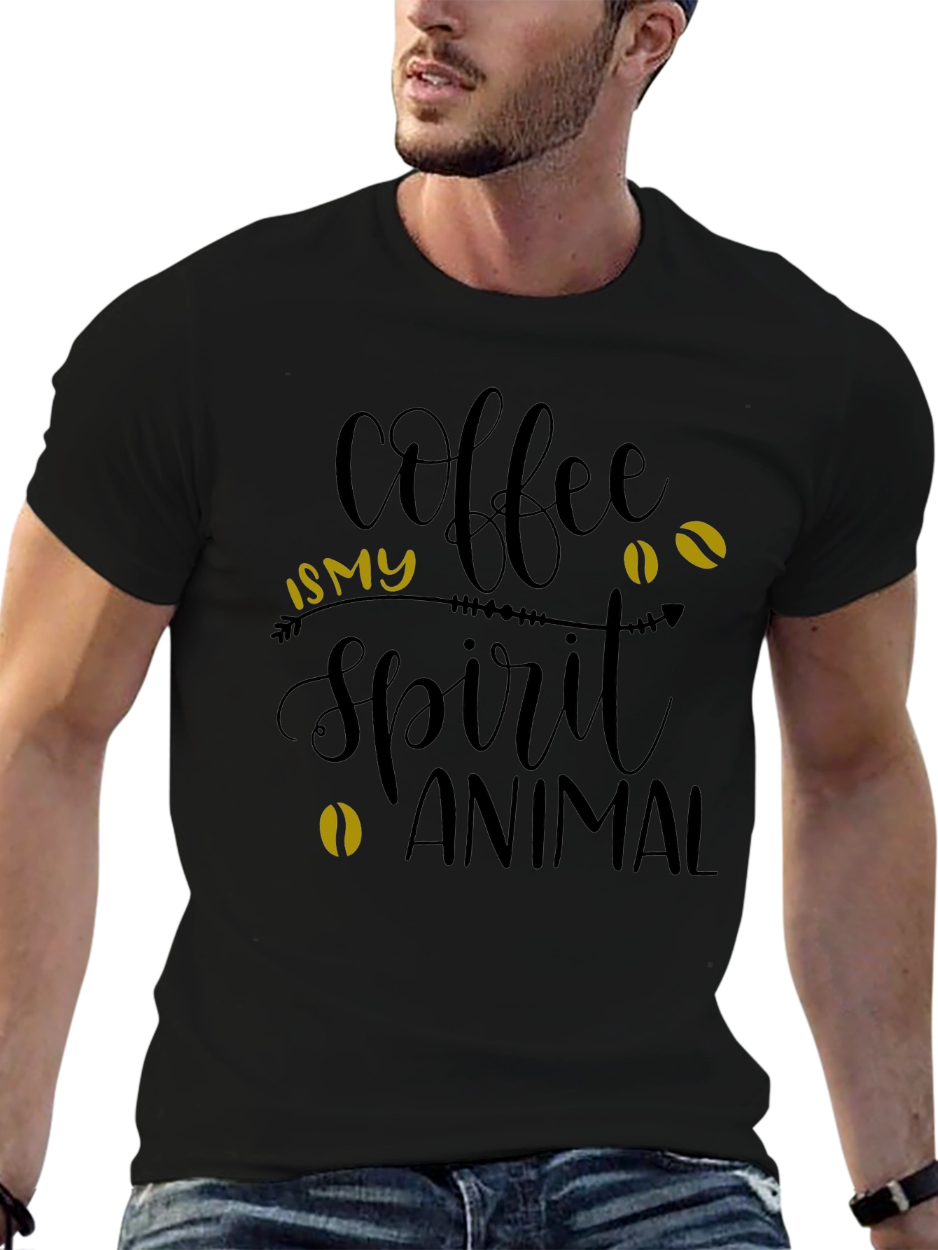 Coffee Is My Spirit Animal Black T-Shirt