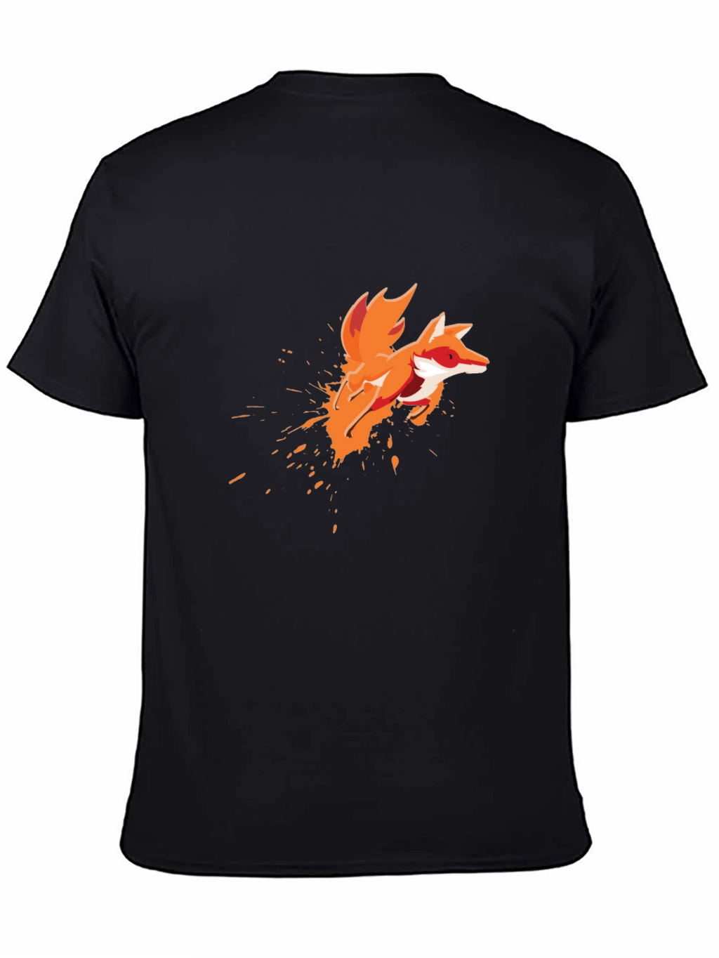 Mens Black T-Shirt with Artistic Fox Graphic